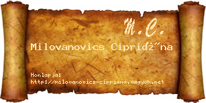Milovanovics Cipriána névjegykártya